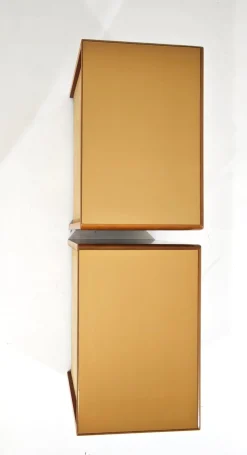 Vintage Nachttische aus Holz & bronziertem Spiegelglas, 1970er, 2er Set