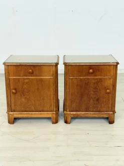 Vintage Nachttische aus Holz, 2er Set