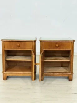 Vintage Nachttische aus Holz, 2er Set