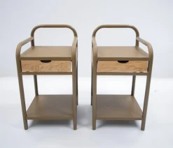 Vintage Nachttische aus Metall & Holz, 1950er, 2er Set