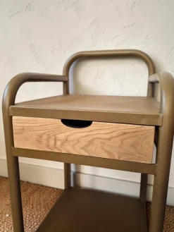 Vintage Nachttische aus Metall & Holz, 1950er, 2er Set