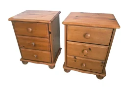 Vintage Nachttische aus Pinienholz, 1980er, 2er Set
