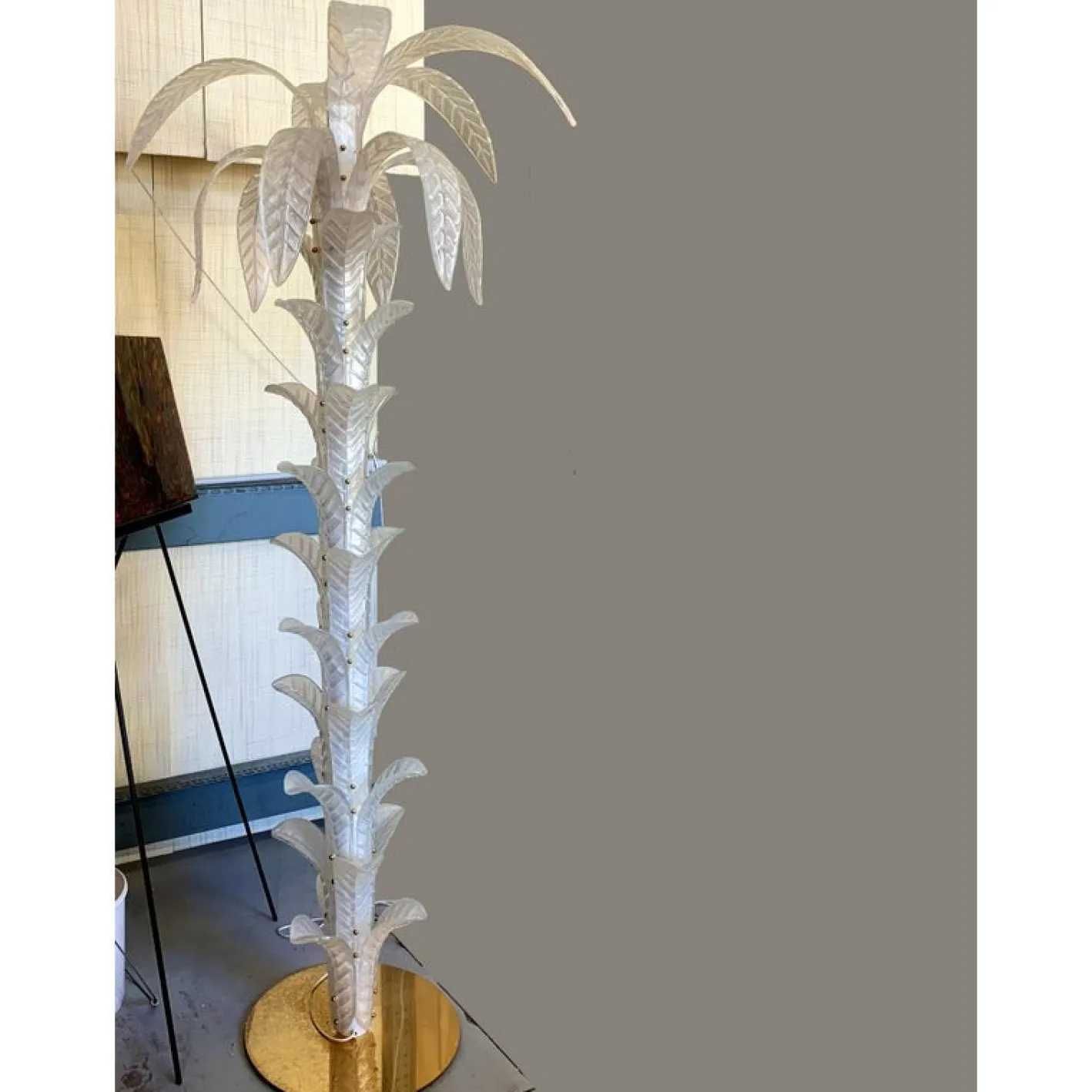 Vintage Opalino Palm Tree Murano Glas Stehlampe von Simoeng