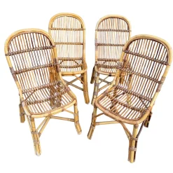 Vintage Rattan Stühle, 1960er, 4er Set