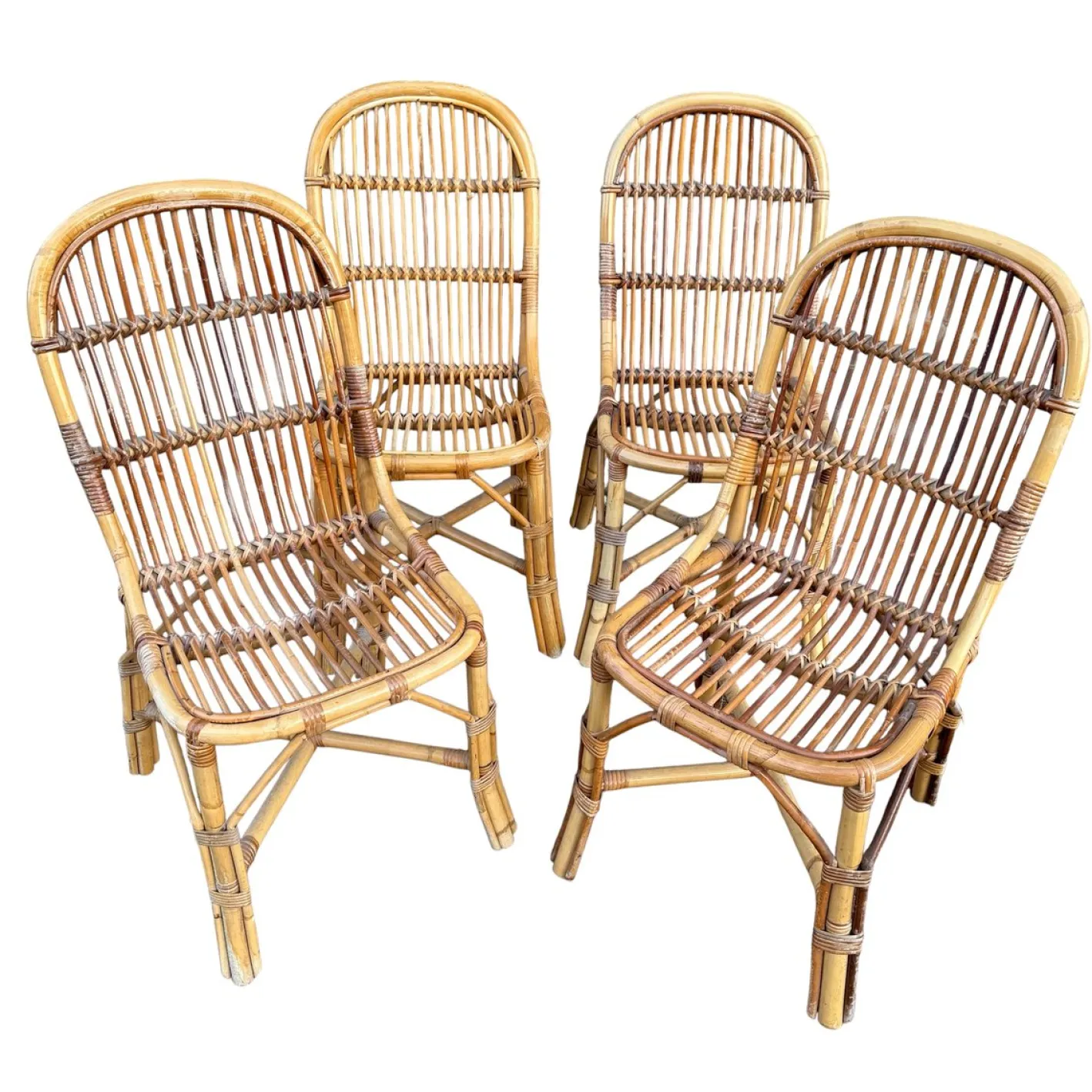 Vintage Rattan Stühle, 1960er, 4er Set