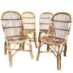 Vintage Rattan Stühle, 1960er, 4er Set