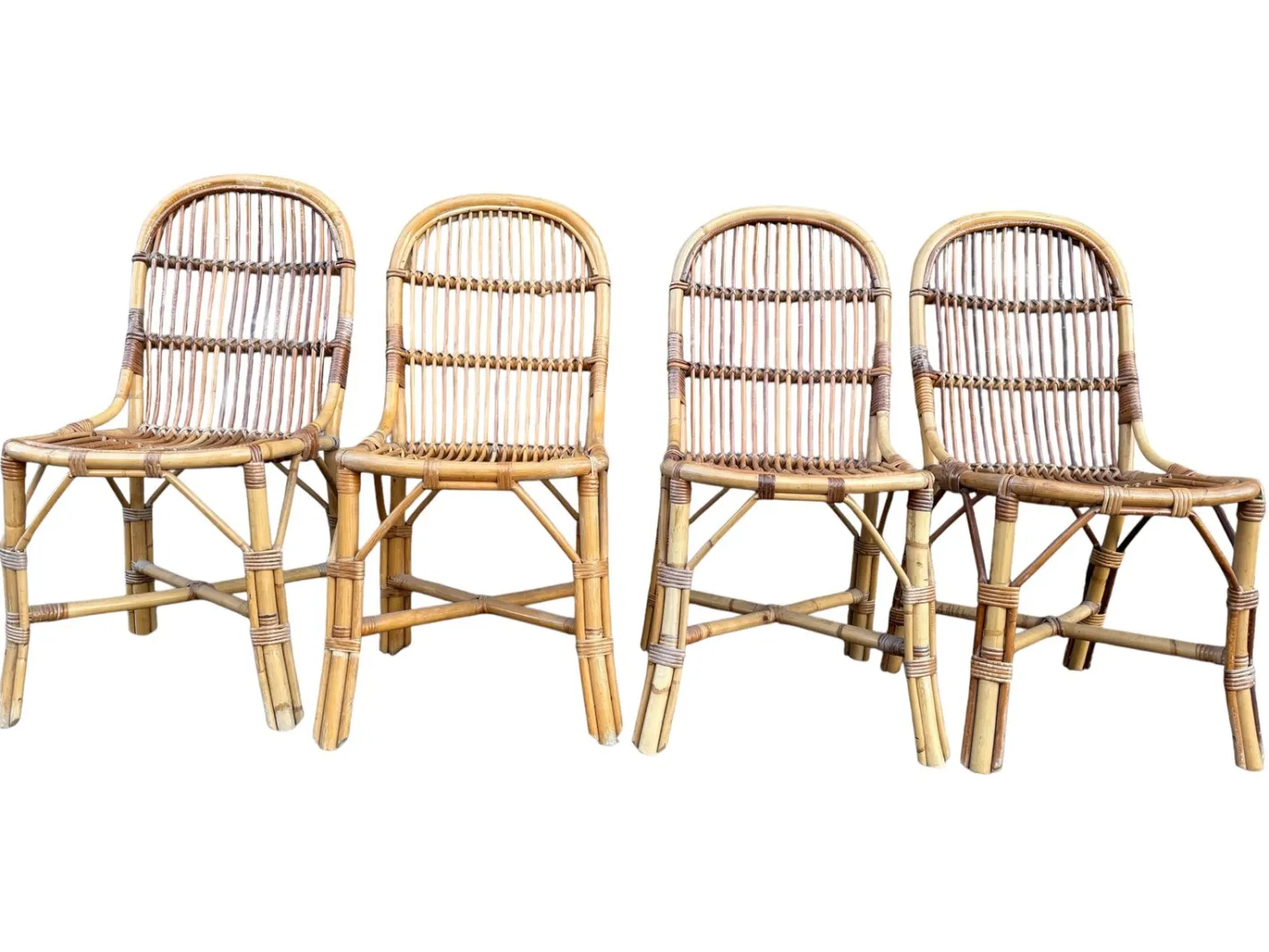 Vintage Rattan Stühle, 1960er, 4er Set