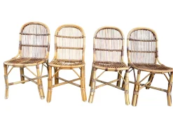 Vintage Rattan Stühle, 1960er, 4er Set