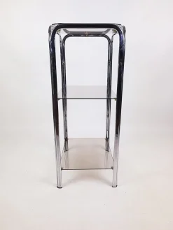 Vintage Regalsystem aus Chrom mit Glasböden, 1970er