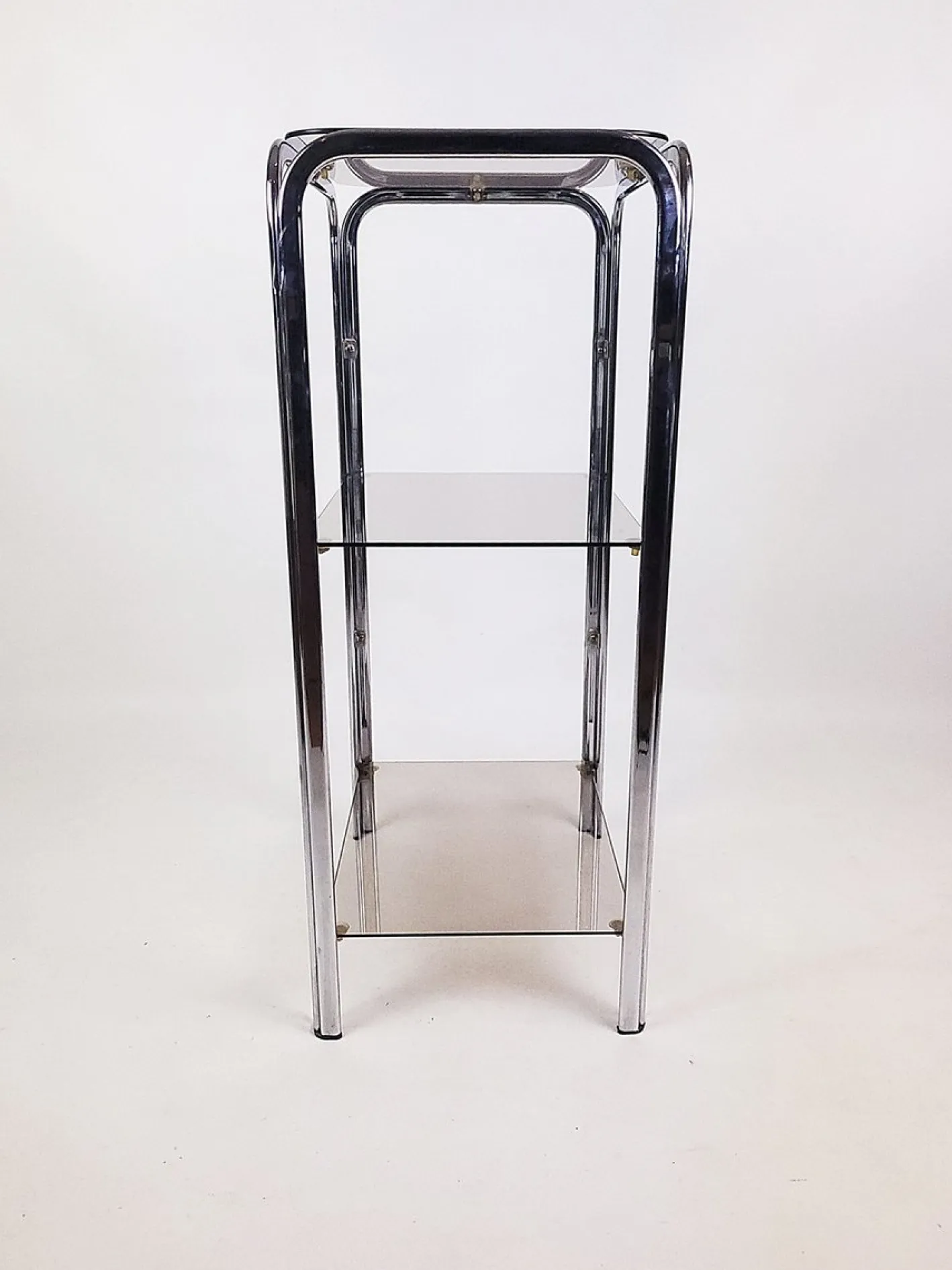 Vintage Regalsystem aus Chrom mit Glasböden, 1970er