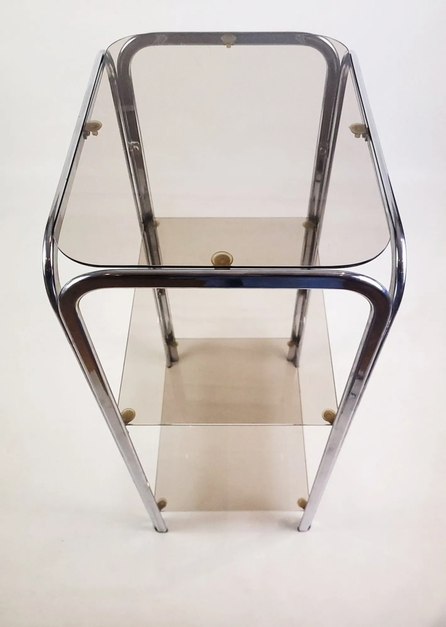 Vintage Regalsystem aus Chrom mit Glasböden, 1970er