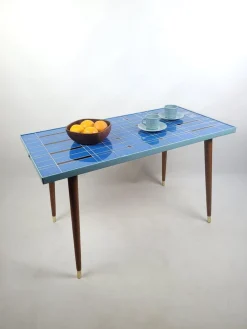 Vintage Rockabilly Couchtisch mit Blauer Lackierung, 1950er