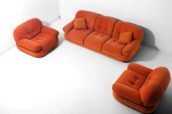 Vintage Sapporo Drei-Sitzer Sofa aus Wildleder von Mobil Girgi, 1970er
