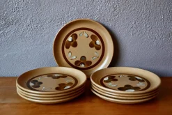 Vintage Sarreguemines Stoneware Dinner Plates, 1970s, Set of 9