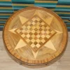 Vintage Schachbrett Tisch mit Ablage und Glasplatte, 1950er