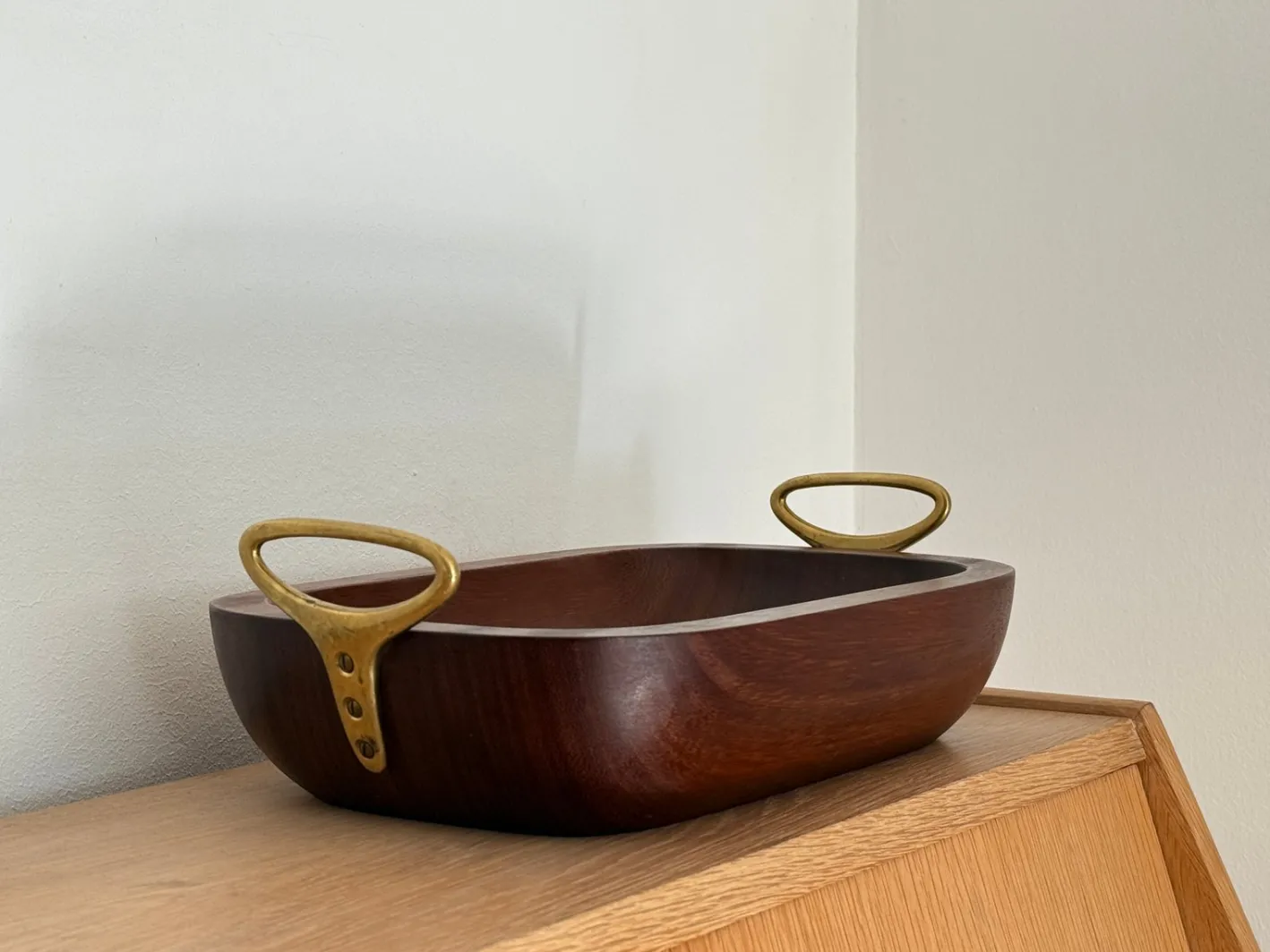 Vintage Schale aus Holz & Messing von Carl Auböck für Werkstätte, Wien, 1960er