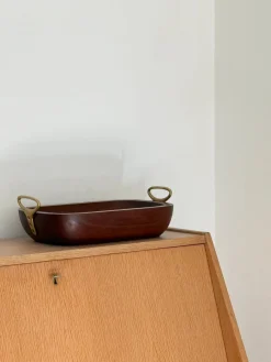 Vintage Schale aus Holz & Messing von Carl Auböck für Werkstätte, Wien, 1960er