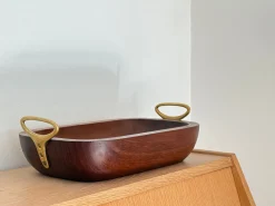 Vintage Schale aus Holz & Messing von Carl Auböck für Werkstätte, Wien, 1960er
