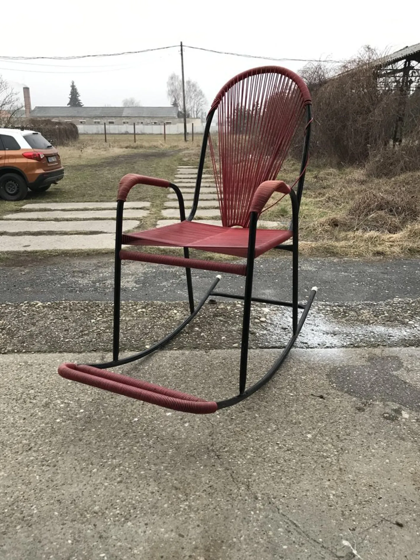 Vintage Schaukelstuhl aus Kunststoff & Schnur, 1960er