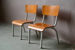 Vintage School Chair in Tubular Metal and Plywood, 1960s