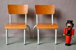 Vintage School Chair in Tubular Metal and Plywood, 1960s