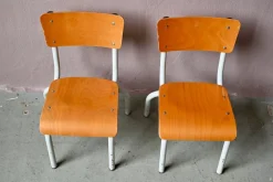 Vintage School Chair in Tubular Metal and Plywood, 1960s