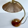 Vintage Schreibtischlampe aus Sisal & Holz von Temde, 1960er
