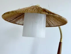 Vintage Schreibtischlampe aus Sisal & Holz von Temde, 1960er