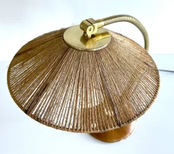 Vintage Schreibtischlampe aus Sisal & Holz von Temde, 1960er
