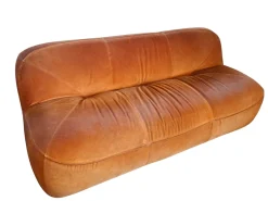 Vintage 3-Seater Sofa and Armchair in Orange Velvet, 1970s, Set of 2