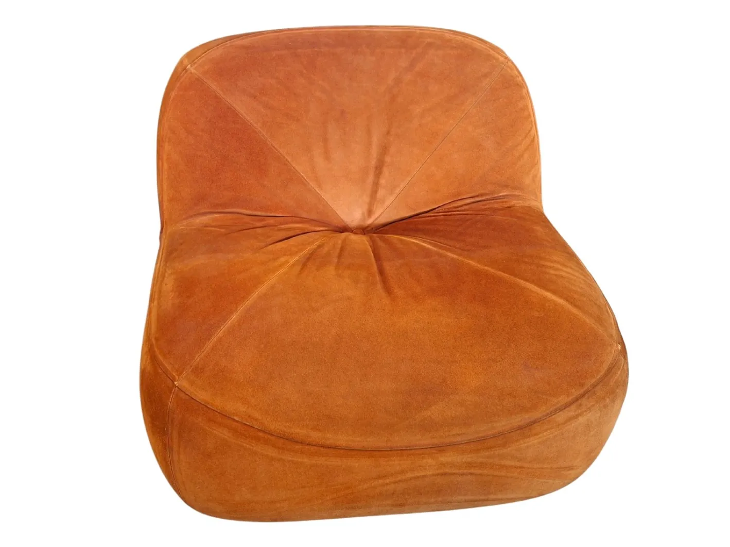 Vintage 3-Seater Sofa and Armchair in Orange Velvet, 1970s, Set of 2