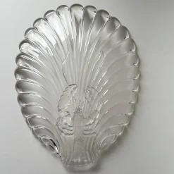 Vintage Servierteller aus Milchglas mit Hummer-Motiven im Stil von Walther-Glas, 1980er