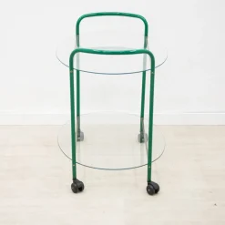 Vintage Servierwagen aus Glas & Eisen, 1980er