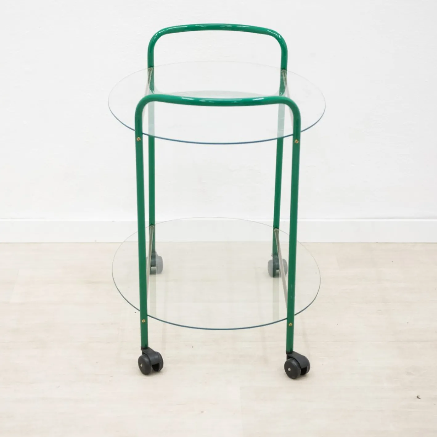 Vintage Servierwagen aus Glas & Eisen, 1980er