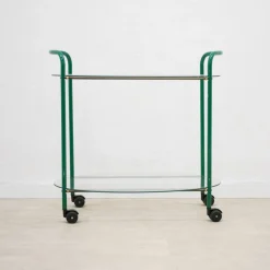 Vintage Servierwagen aus Glas & Eisen, 1980er