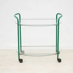 Vintage Servierwagen aus Glas & Eisen, 1980er