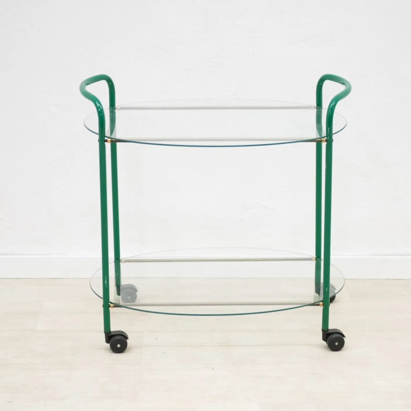 Vintage Servierwagen aus Glas & Eisen, 1980er