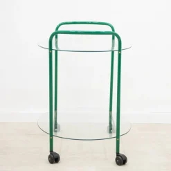 Vintage Servierwagen aus Glas & Eisen, 1980er