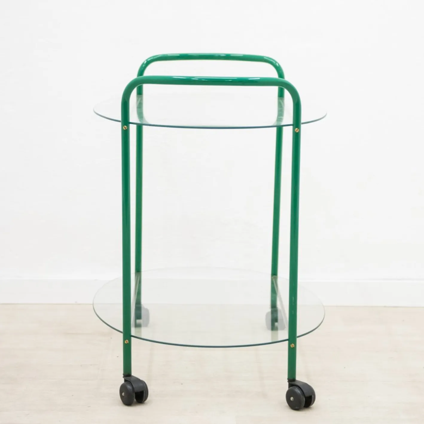 Vintage Servierwagen aus Glas & Eisen, 1980er