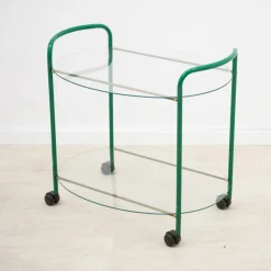 Vintage Servierwagen aus Glas & Eisen, 1980er