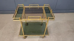 Vintage Servierwagen aus Messing in Bambus-Optik, 1960er