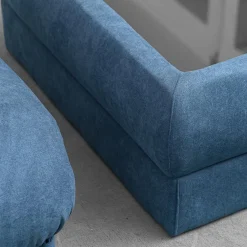 Vintage Sessel mit Couchtisch in Blauem Stoff, 1970er, 3er Set