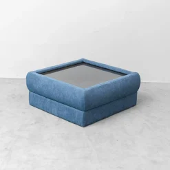 Vintage Sessel mit Couchtisch in Blauem Stoff, 1970er, 3er Set