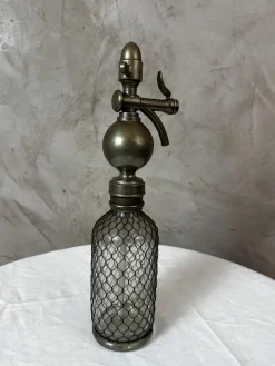Vintage Siphon aus Glas & Metall, 1900