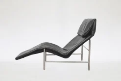 Vintage Skye Chaiselongue aus schwarzem Leder von Tord Björklund für Ikea, 1980er