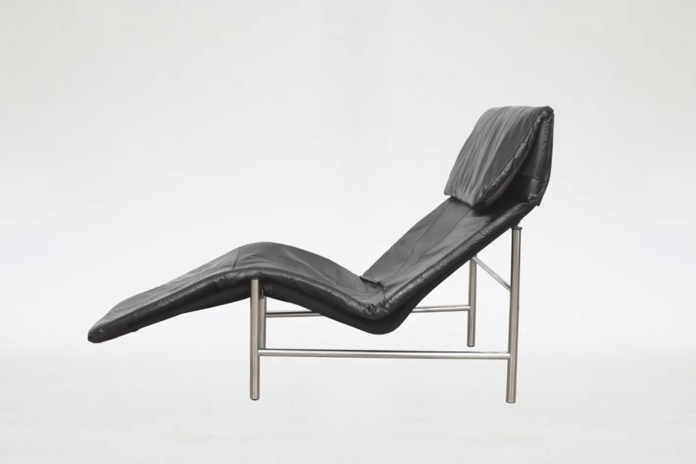 Vintage Skye Chaiselongue aus schwarzem Leder von Tord Björklund für Ikea, 1980er