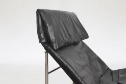 Vintage Skye Chaiselongue aus schwarzem Leder von Tord Björklund für Ikea, 1980er
