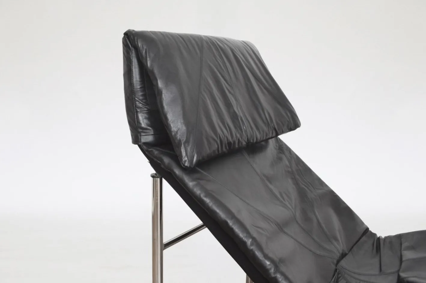 Vintage Skye Chaiselongue aus schwarzem Leder von Tord Björklund für Ikea, 1980er