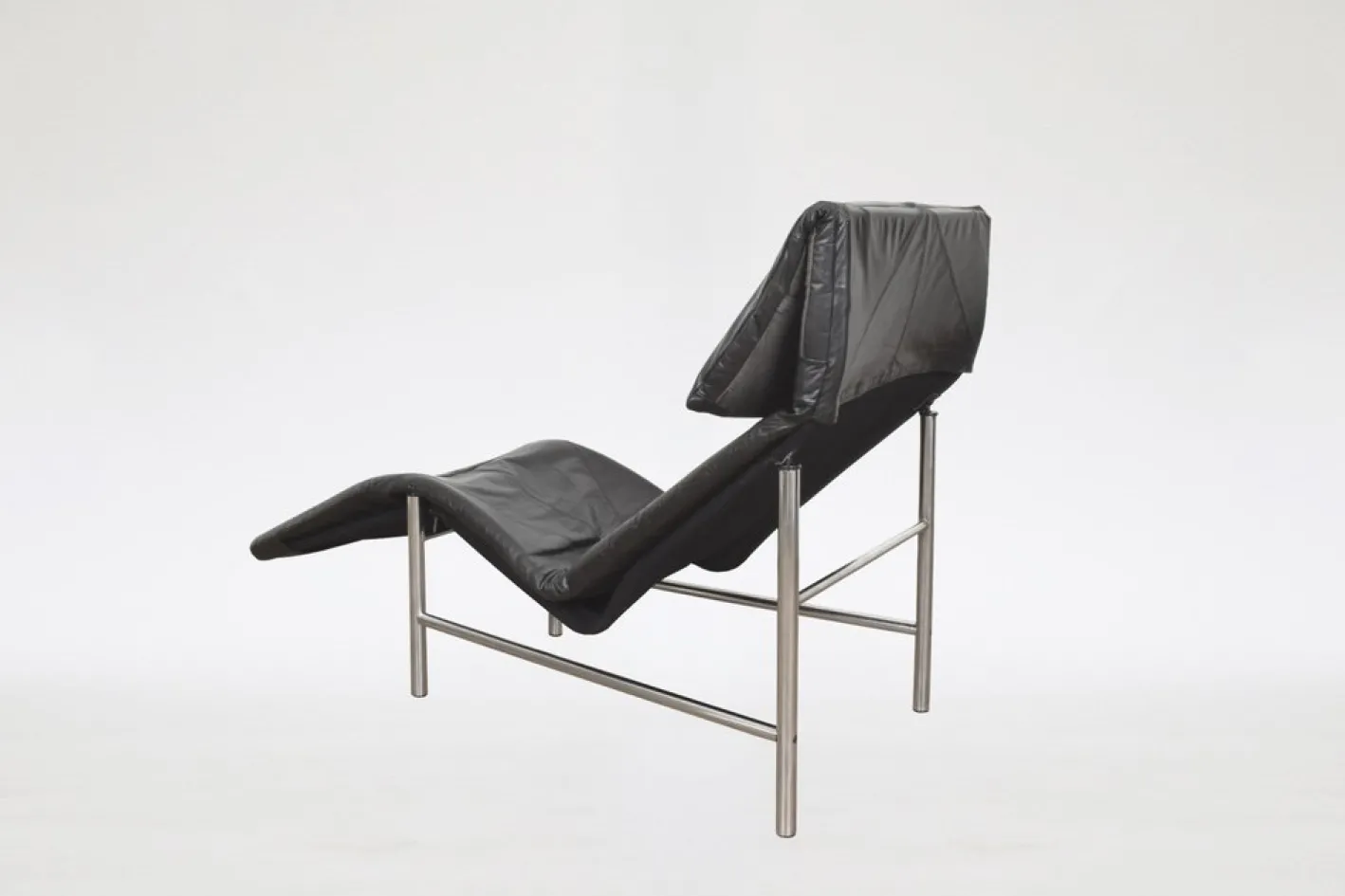 Vintage Skye Chaiselongue aus schwarzem Leder von Tord Björklund für Ikea, 1980er