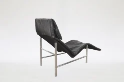 Vintage Skye Chaiselongue aus schwarzem Leder von Tord Björklund für Ikea, 1980er